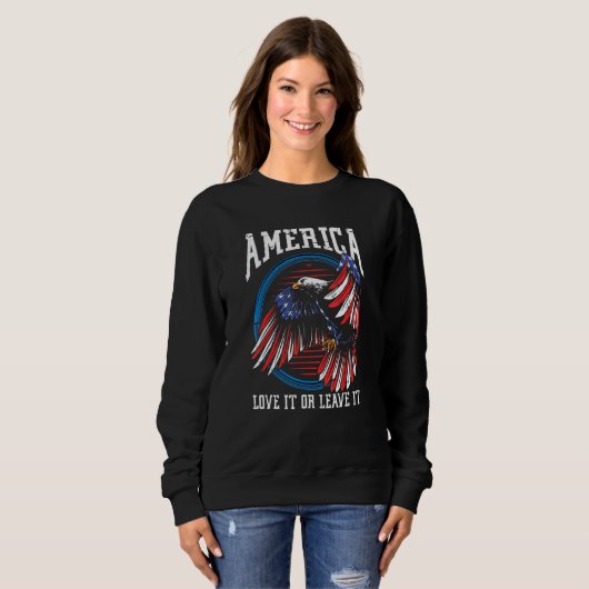 Amerika Liebe es oder Verlasse es uns eifrig stolz Sweatshirt (Vorne ganz)