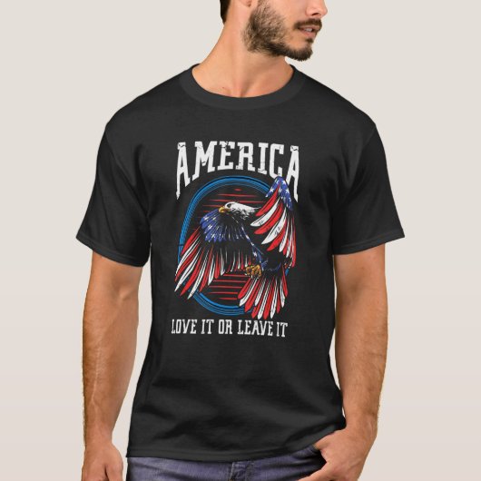 Amerika Liebe es oder Verlasse es uns eifrig stolz T-Shirt (Vorderseite)