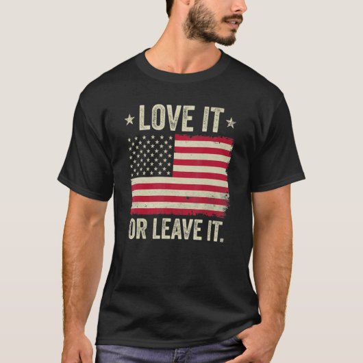Amerika Liebe es oder Verlasse es unter amerikanis T-Shirt (Vorderseite)