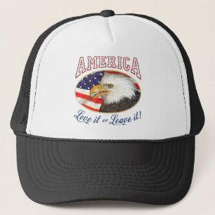 Amerika-Liebe verlässt es oder es (beunruhigt) Truckerkappe