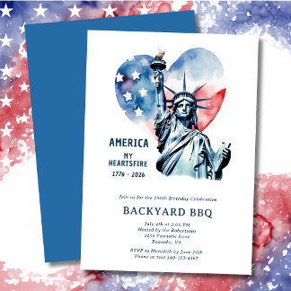 Amerika Mein Heartsfire 250. Geburtstag Einladung