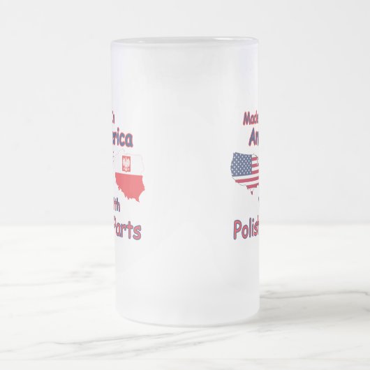 Amerika mit polnischen Teilen Mattglas Bierglas (Mittel)