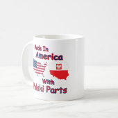 Amerika mit Polski-Teilen Kaffeetasse (Vorderseite Links)
