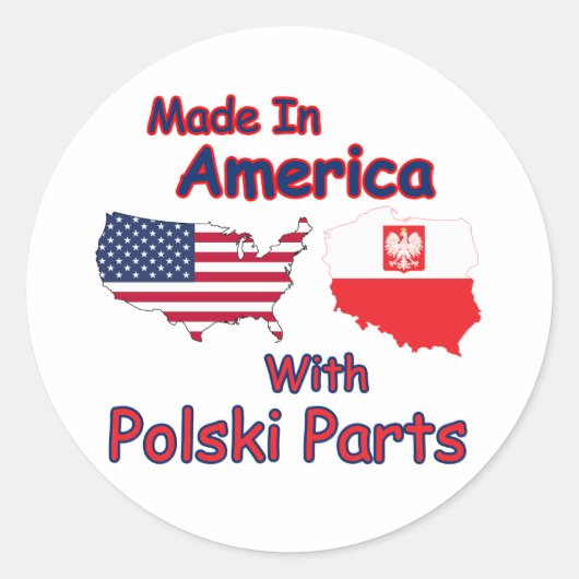 Amerika mit Polski-Teilen Runder Aufkleber (Vorderseite)