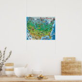 Amerika Naturally Fun Map Poster (Küche)