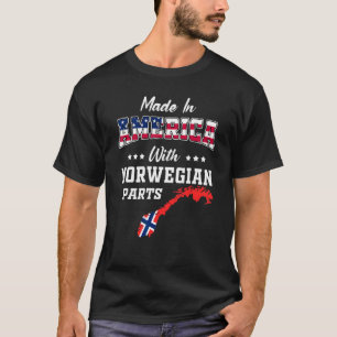 Amerika Norwegische Teile Norwegen Karte USA-Flagg T-Shirt