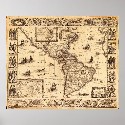 Amerika, Noviter Delineata Karte (1622) Poster (Vorne)