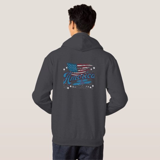 Amerika Osten. 1776 - Falsche Flagge und Sterne Hoodie (Schwarz voll)