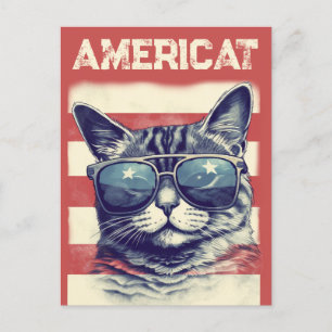 Amerika, Patriotische Amerikanische Katze Feiertagspostkarte