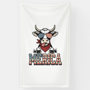 Amerika Patriotische Kuh Vintage Gravur Grafik_1 Banner