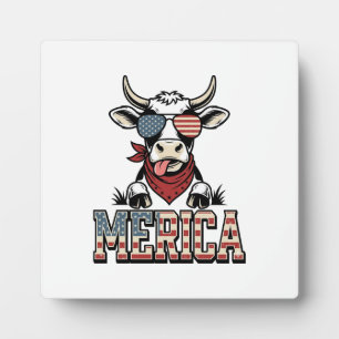 Amerika Patriotische Kuh Vintage Gravur Grafik_1 Fotoplatte