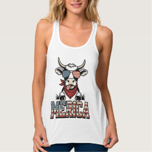 Amerika Patriotische Kuh Vintage Gravur Grafik_1 Tank Top