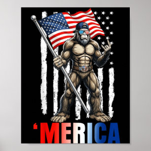 Amerika Patriotischer Bigfoot Sasquatch 4. Juli Mä Poster