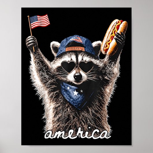 Amerika patriotischer Waschbär Poster (Vorne)