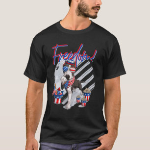 Amerika Pitbull Hund 4. Juli Amerikanische Flagge T-Shirt