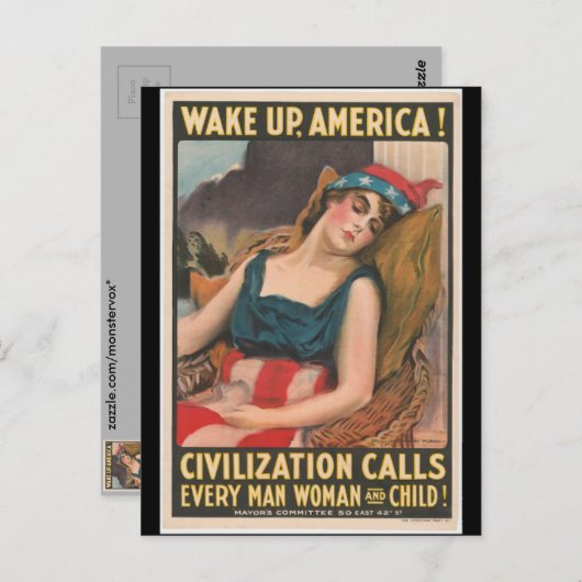 Amerika-Poster geweckt Postkarte (Vorne/Hinten)
