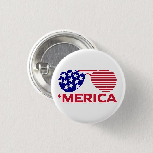 Amerika Red White Blue Sonnenbrille Button (Vorne & Hinten)
