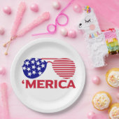 Amerika Red White Blue Sonnenbrille Pappteller (Party)