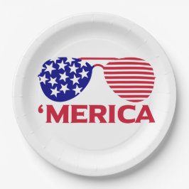 Amerika Red White Blue Sonnenbrille Pappteller
