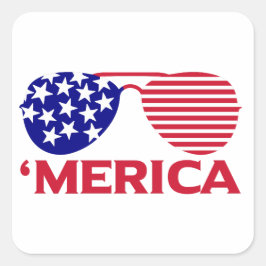 Amerika Red White Blue Sonnenbrille Quadratischer Aufkleber
