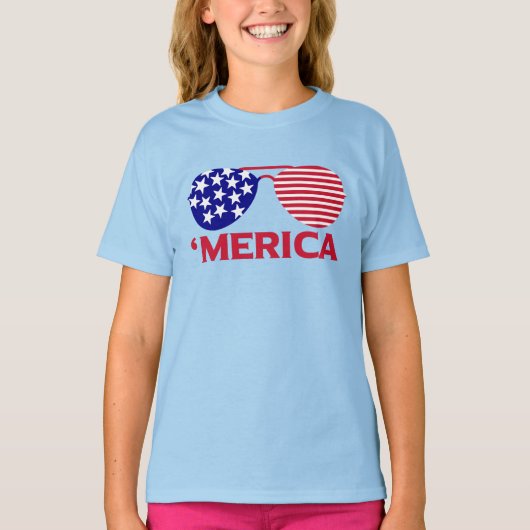 Amerika Red White Blue Sonnenbrille T-Shirt (Vorderseite)