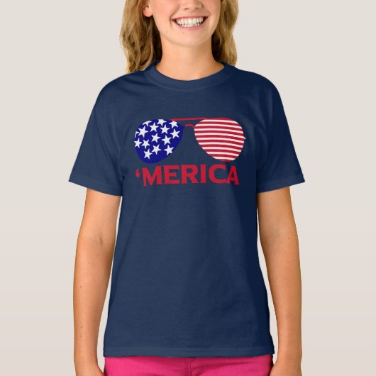 Amerika Red White Blue Sonnenbrille T-Shirt (Vorderseite)