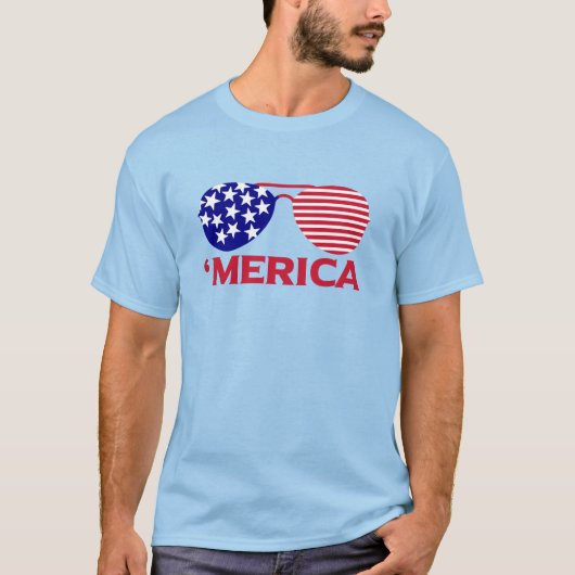 Amerika Red White Blue Sonnenbrille T-Shirt (Vorderseite)