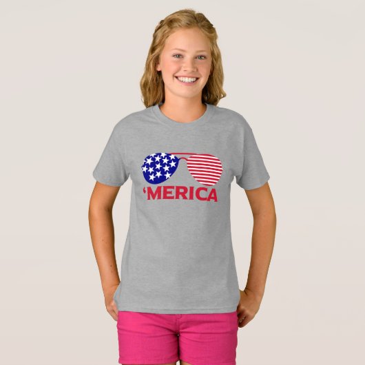 Amerika Red White Blue Sonnenbrille T-Shirt (Vorne ganz)