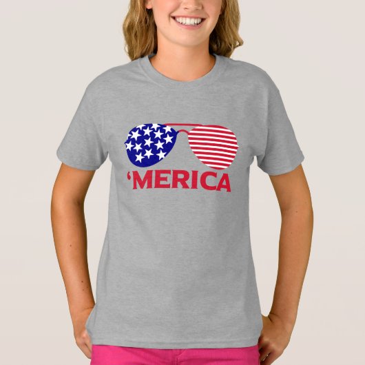 Amerika Red White Blue Sonnenbrille T-Shirt (Vorderseite)