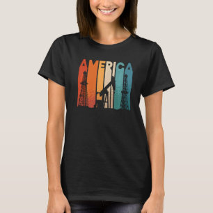 Amerika Retro Roughneck Ölbohrinsel Arbeiter Öl T-Shirt