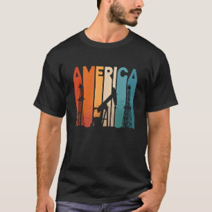 Amerika Retro Roughneck Ölbohrinsel Arbeiter Öl T-Shirt