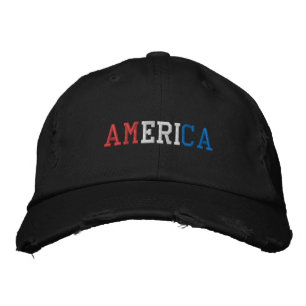 AMERIKA Rot Weiß Blau Vintage abgenutzter Stil Bestickte Baseballkappe