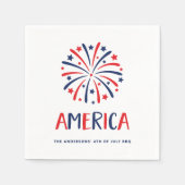 Amerika | Rot-weiß-blaue Feuerwerkskörper Serviette (Vorderseite)
