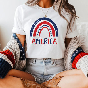 Amerika Rot-Weiß und Blauer Regenbogen T-Shirt