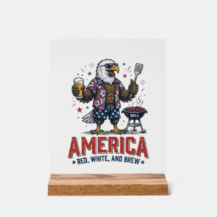 Amerika Rot Weiß Und Brau Adler BBQ Shirt (7)_1 Acrylschild