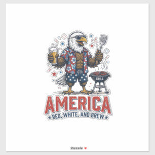 Amerika Rot Weiß Und Brau Adler BBQ Shirt (7)_1 Aufkleber