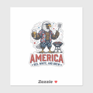 Amerika Rot Weiß Und Brau Adler BBQ Shirt (7)_1 Aufkleber