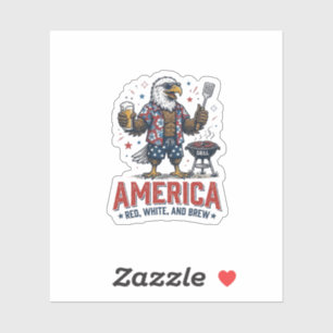 Amerika Rot Weiß Und Brau Adler BBQ Shirt (7)_1 Aufkleber