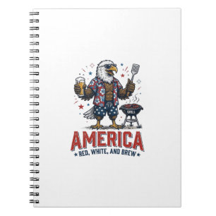 Amerika Rot Weiß Und Brau Adler BBQ Shirt (7)_1 Notizblock