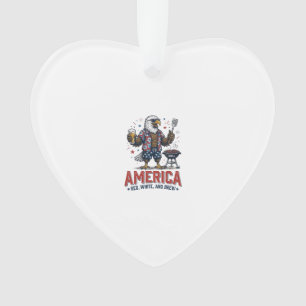 Amerika Rot Weiß Und Brau Adler BBQ Shirt (7)_1 Ornament