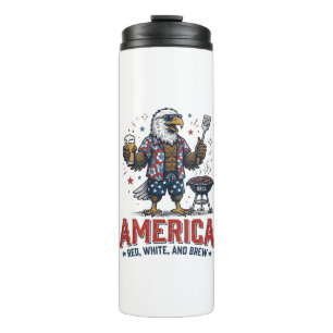 Amerika Rot Weiß Und Brau Adler BBQ-Shirt (7)_1 Thermosbecher