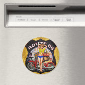 Amerika Route 66 Motorrad mit goldener Textur Magnet (In Situ (Geschirrspüler))