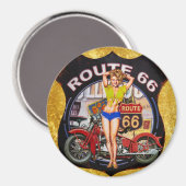 Amerika Route 66 Motorrad mit goldener Textur Magnet (Vorderseite/Rückseite)