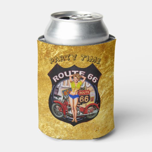Amerika Route 66 Motorrad und Gold Textur Dosenkühler (Kanne Vorderseite)