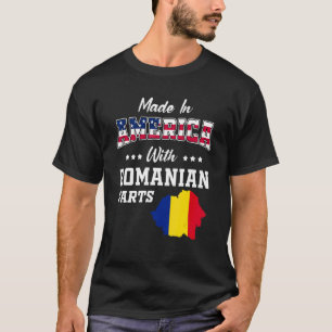 Amerika Rumänische Teile Rumänien Karte USA-Flagge T-Shirt