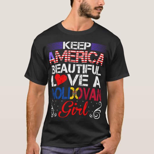 Amerika Schöne Liebe moldawischen Girl-Geschenk T-Shirt (Vorderseite)