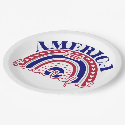 Amerika Schöner Regenbogen Pappteller (Schrägansicht)