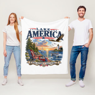 Amerika-Seeleopard Sonnenuntergang Patriotischer A Fleecedecke