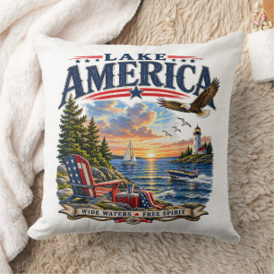 Amerika-Seeleopard Sonnenuntergang Patriotischer A Kissen