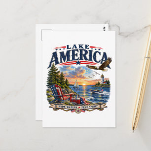 Amerika-Seeleopard Sonnenuntergang Patriotischer A Postkarte